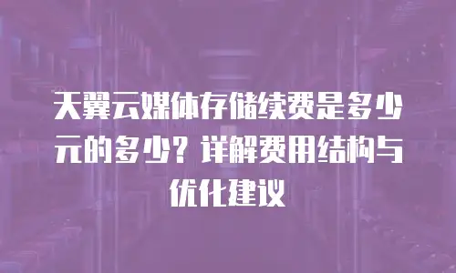天翼云媒体存储续费是多少元的多少？详解费用结构与优化建议