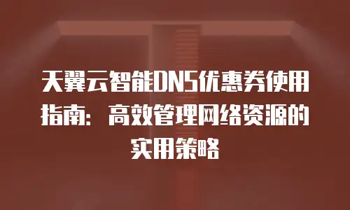 天翼云智能DNS优惠券使用指南：高效管理网络资源的实用策略