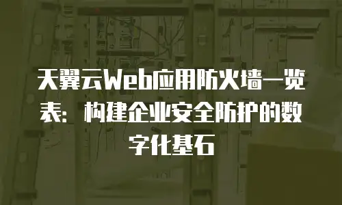 天翼云Web应用防火墙一览表：构建企业安全防护的数字化基石