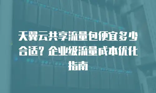 天翼云共享流量包便宜多少合适？企业级流量成本优化指南