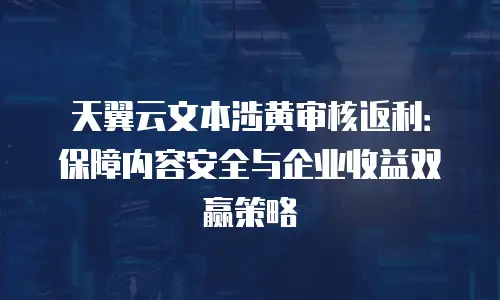 天翼云文本涉黄审核返利：保障内容安全与企业收益双赢策略
