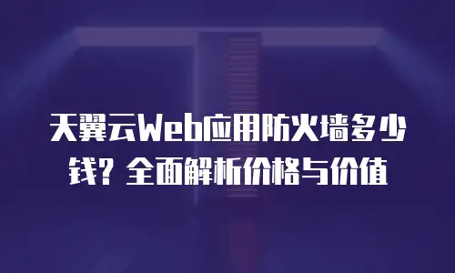 天翼云Web应用防火墙多少钱？全面解析价格与价值
