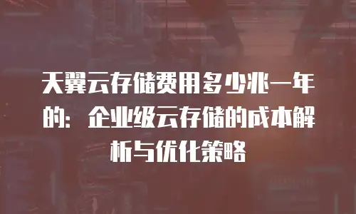 天翼云存储费用多少兆一年的：企业级云存储的成本解析与优化策略