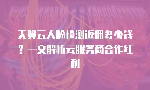 天翼云人脸检测返佣多少钱？一文解析云服务商合作红利