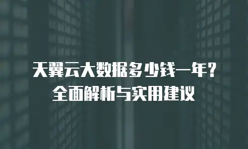 天翼云大数据多少钱一年？全面解析与实用建议