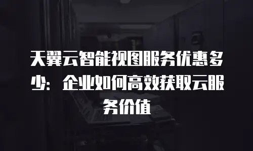 天翼云智能视图服务优惠多少：企业如何高效获取云服务价值