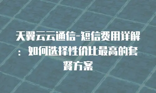 天翼云云通信-短信费用详解：如何选择性价比最高的套餐方案
