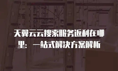 天翼云云搜索服务返利在哪里：一站式解决方案解析