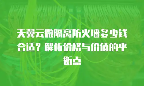天翼云微隔离防火墙多少钱合适？解析价格与价值的平衡点