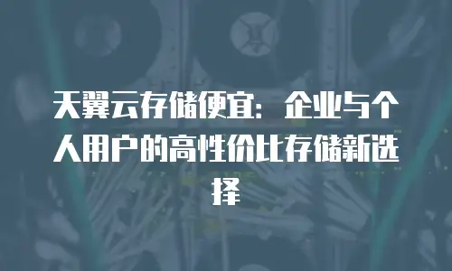 天翼云存储便宜：企业与个人用户的高性价比存储新选择