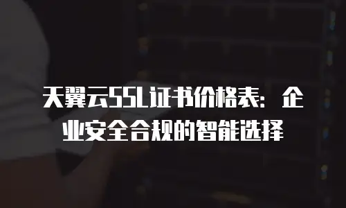 天翼云SSL证书价格表：企业安全合规的智能选择