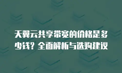 天翼云共享带宽的价格是多少钱？全面解析与选购建议