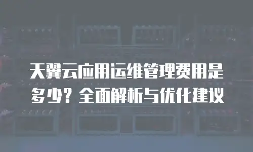天翼云应用运维管理费用是多少？全面解析与优化建议