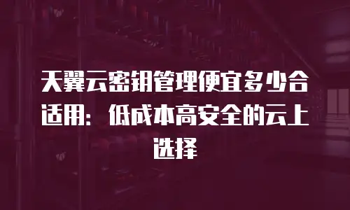 天翼云密钥管理便宜多少合适用：低成本高安全的云上选择