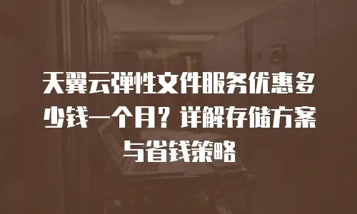 天翼云弹性文件服务优惠多少钱一个月？详解存储方案与省钱策略