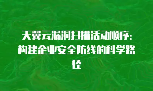 天翼云漏洞扫描活动顺序：构建企业安全防线的科学路径