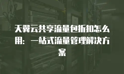 天翼云共享流量包折扣怎么用：一站式流量管理解决方案
