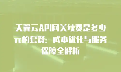 天翼云API网关续费是多少元的套餐：成本优化与服务保障全解析