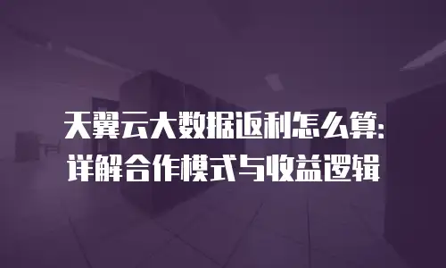 天翼云大数据返利怎么算：详解合作模式与收益逻辑