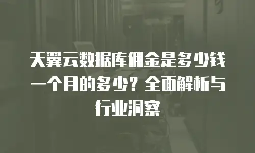 天翼云数据库佣金是多少钱一个月的多少？全面解析与行业洞察