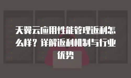 天翼云应用性能管理返利怎么样？详解返利机制与行业优势