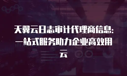 天翼云日志审计代理商信息：一站式服务助力企业高效用云