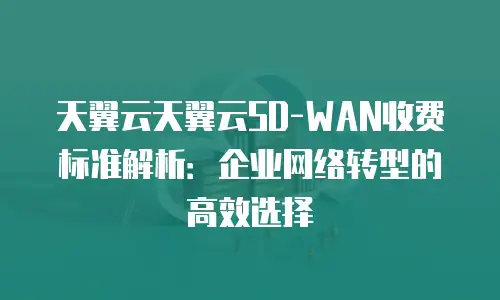 天翼云天翼云SD-WAN收费标准解析：企业网络转型的高效选择