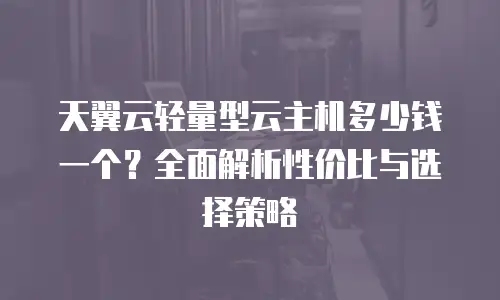 天翼云轻量型云主机多少钱一个？全面解析性价比与选择策略