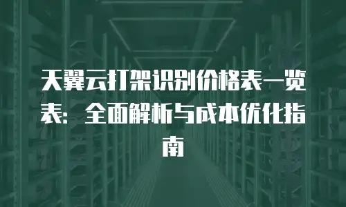 天翼云打架识别价格表一览表：全面解析与成本优化指南