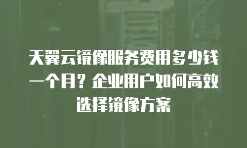 天翼云镜像服务费用多少钱一个月？企业用户如何高效选择镜像方案