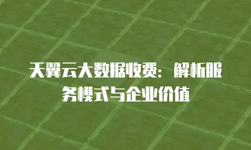 天翼云大数据收费：解析服务模式与企业价值
