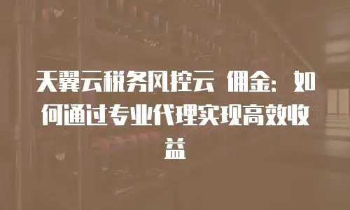 天翼云税务风控云 佣金：如何通过专业代理实现高效收益