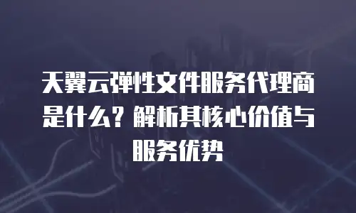 天翼云弹性文件服务代理商是什么？解析其核心价值与服务优势