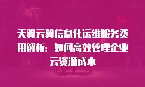 天翼云翼信息化运维服务费用解析：如何高效管理企业云资源成本