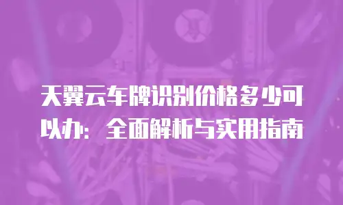 天翼云车牌识别价格多少可以办：全面解析与实用指南