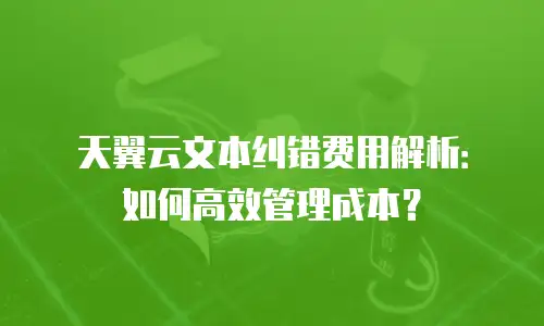 天翼云文本纠错费用解析：如何高效管理成本？