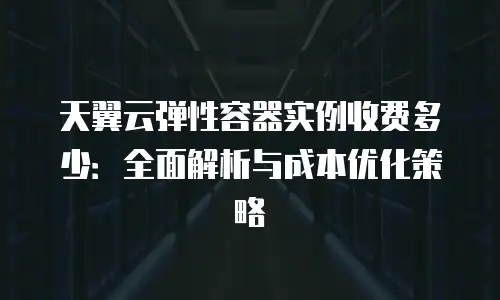 天翼云弹性容器实例收费多少：全面解析与成本优化策略