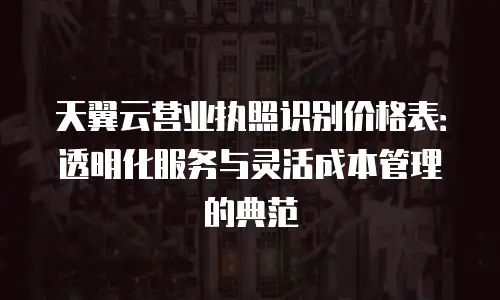 天翼云营业执照识别价格表：透明化服务与灵活成本管理的典范