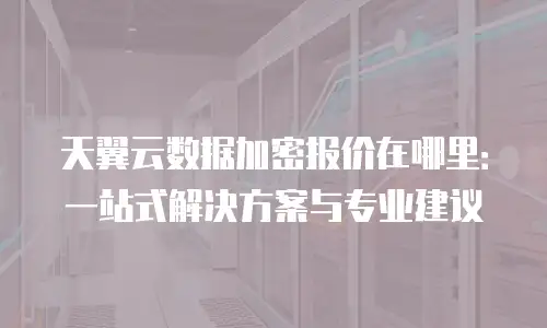 天翼云数据加密报价在哪里：一站式解决方案与专业建议
