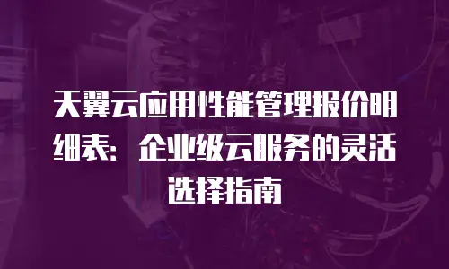 天翼云应用性能管理报价明细表：企业级云服务的灵活选择指南