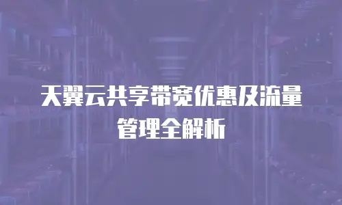 天翼云共享带宽优惠及流量管理全解析