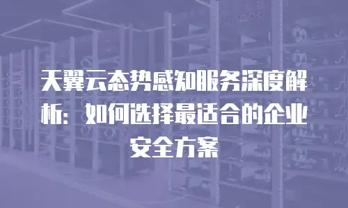 天翼云态势感知服务深度解析：如何选择最适合的企业安全方案