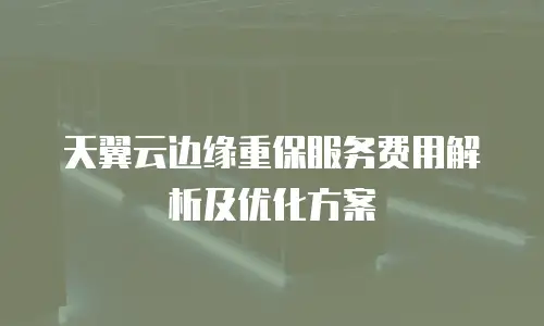 天翼云边缘重保服务费用解析及优化方案