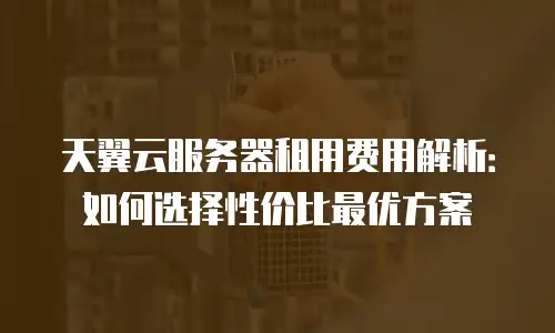天翼云服务器租用费用解析：如何选择性价比最优方案