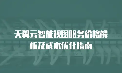 天翼云智能视图服务价格解析及成本优化指南