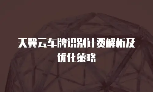 天翼云车牌识别计费解析及优化策略