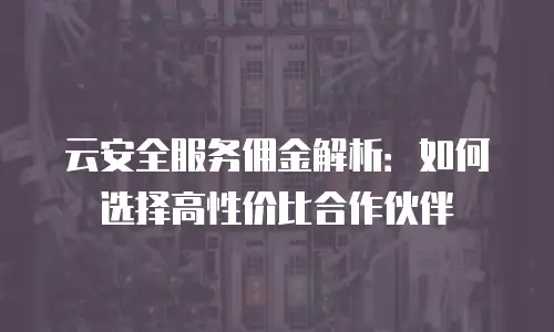 云安全服务佣金解析：如何选择高性价比合作伙伴