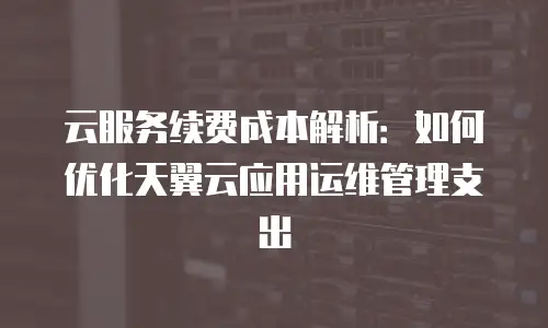 云服务续费成本解析：如何优化天翼云应用运维管理支出