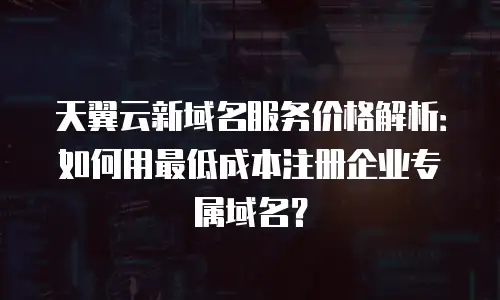 天翼云新域名服务价格解析：如何用最低成本注册企业专属域名？