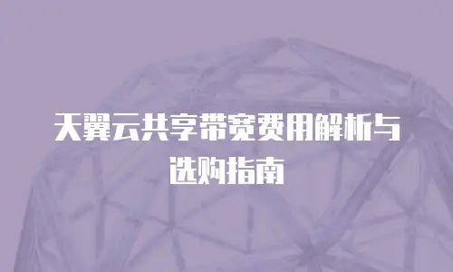 天翼云共享带宽费用解析与选购指南